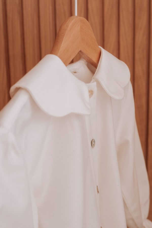 Camisa de criança em algodão de gola de flores