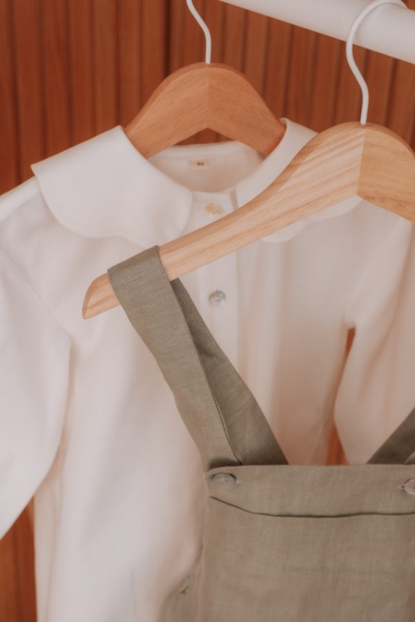 Camisa de criança em algodão de gola de flores