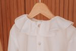 Camisa de criança em algodão de gola de folhos