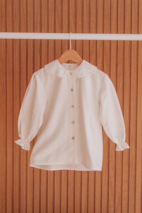 Camisa de criança em algodão de gola de flores