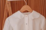 Camisa de criança em algodão de gola de flores