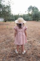 Vestido de criança em linho com gola de folhos c/manga curta